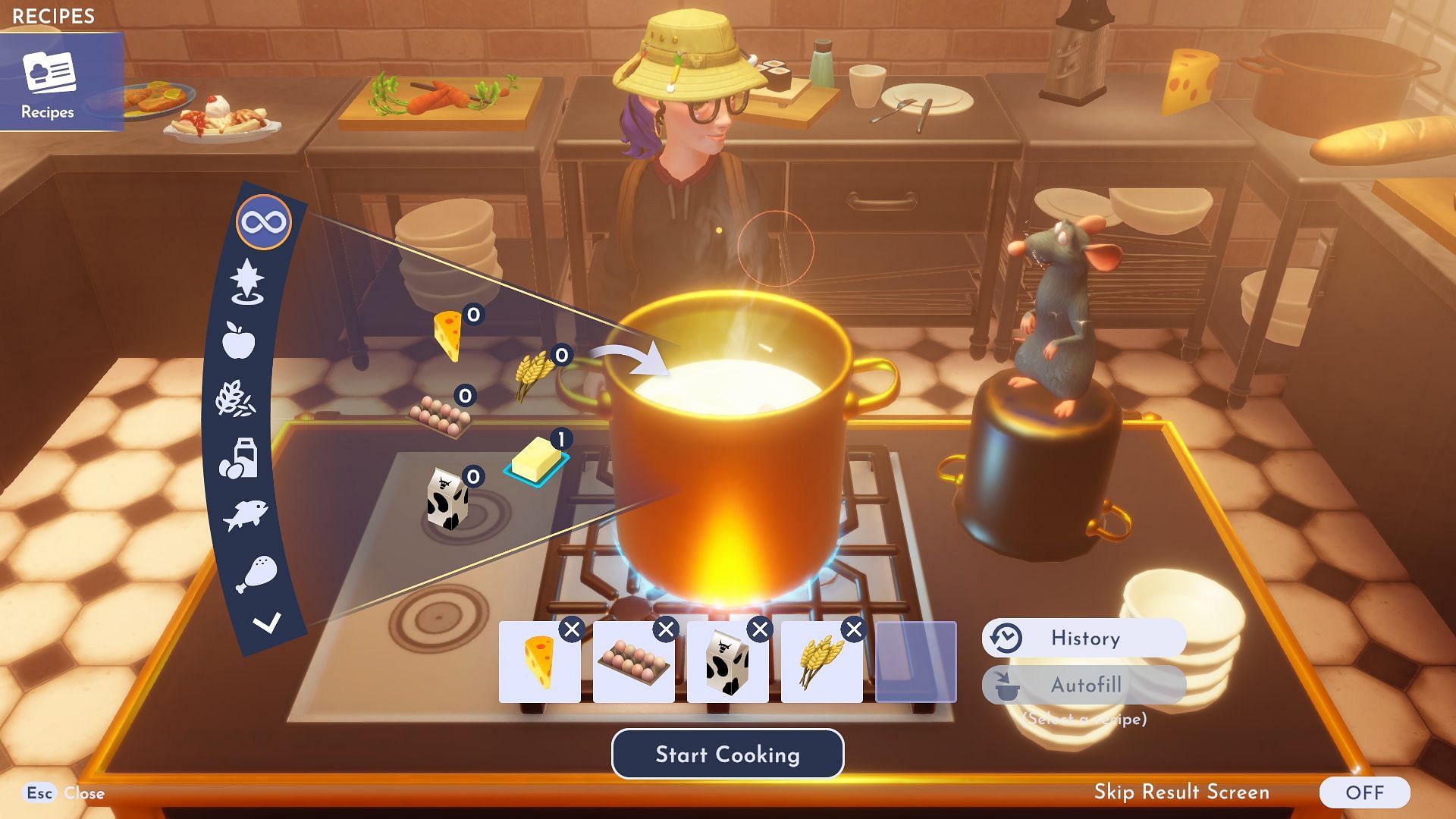 Unlock the Ratatouille realm to meet Remy and start his questline (Image via Gameloft)