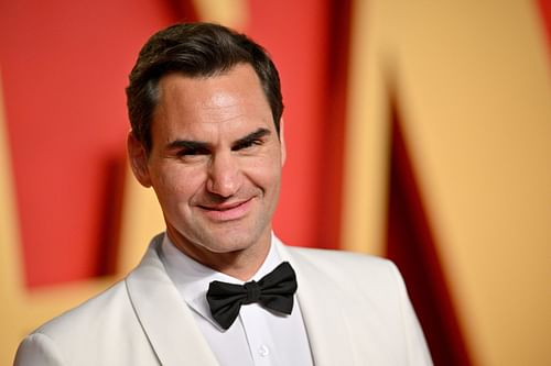 Roger Federer at the 2024 Vanity Fair Oscar Party Hosted By Radhika Jones. (Photo: Getty)