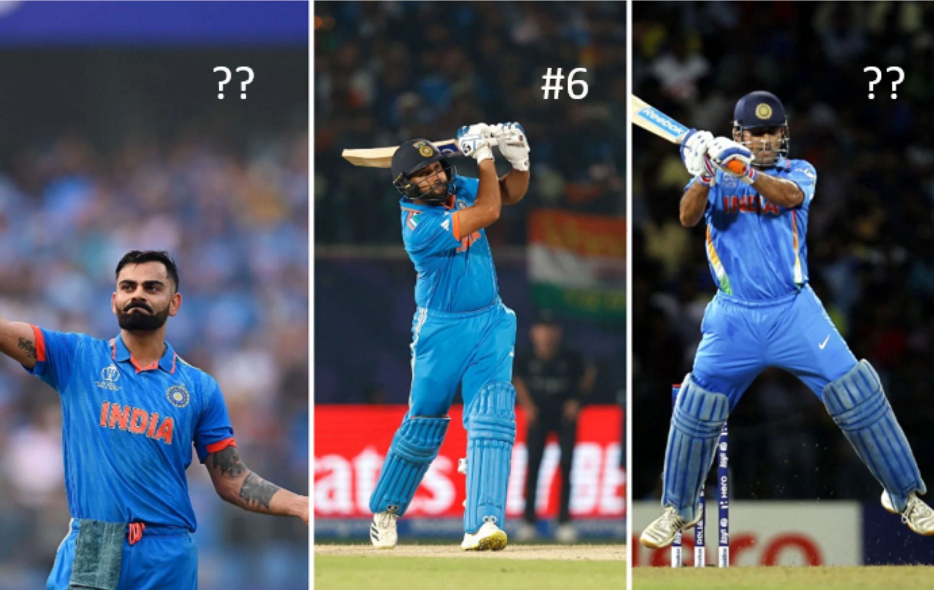 Three decorated Indian captains - Kohli, Rohit and Dhoni cracked the all-time top 10 of ODI batters [Credit: Getty]