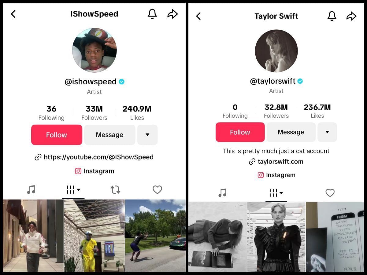 Speed has over 200K more followers than Taylor Swift (Image via TikTok)