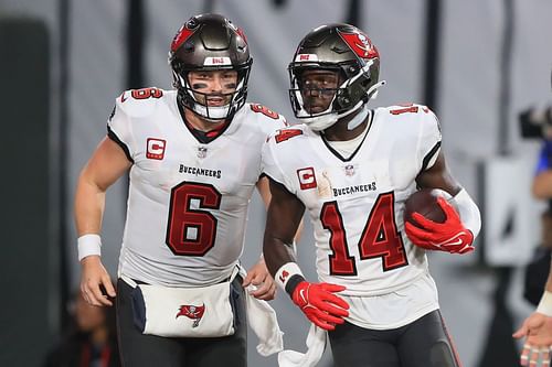 Baker Mayfield, left, Chris Godwin, right NFL: DEC 03 Panthers at Buccaneers (Source: Getty)