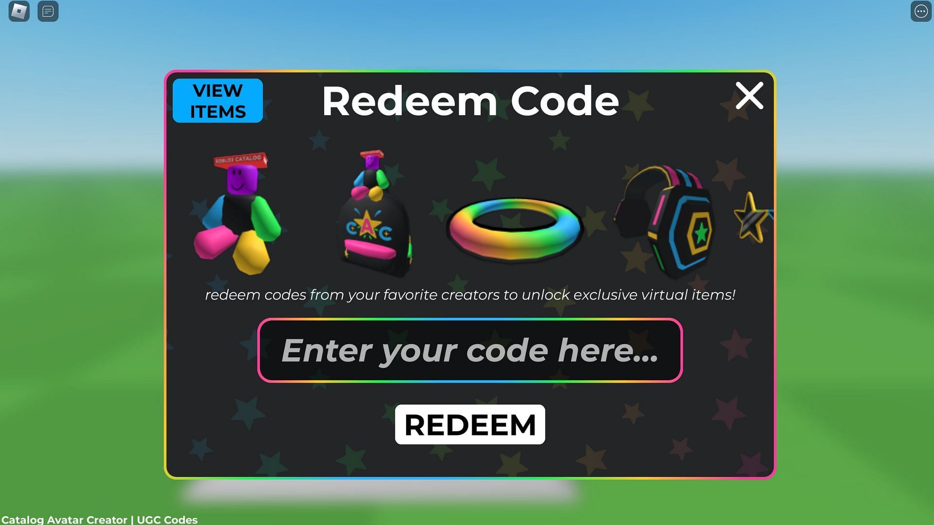 Redemption screen (Image via Roblox)