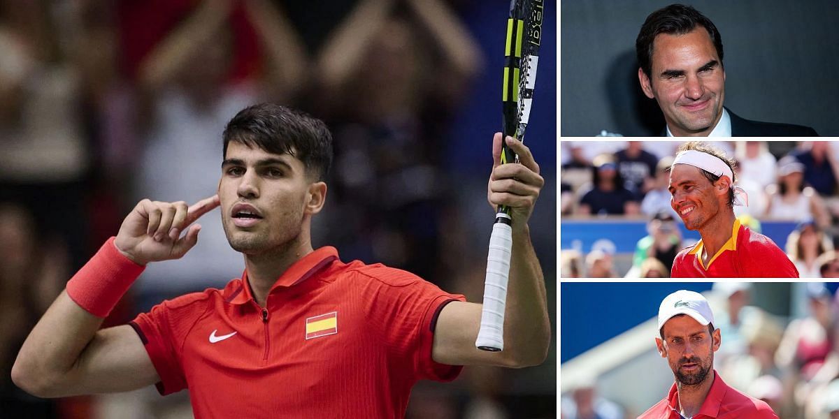 Carlos Alcaraz, Roger Federer, Rafael Nadal y Novak Djokovic (Fuente: Getty)