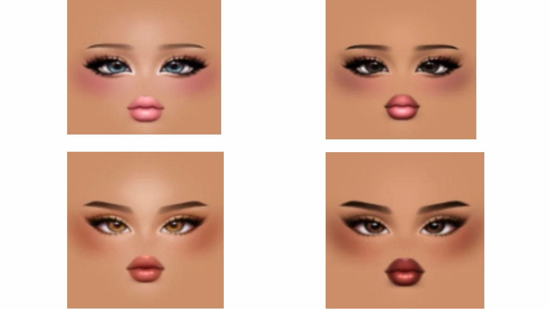 Four new makeup styles in DTI small update (Image via Roblox)