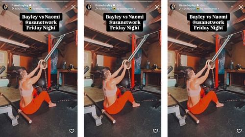 The 35-year-old is getting ready for her match against Naomi. [Photo credit: Bayley's Instagram]