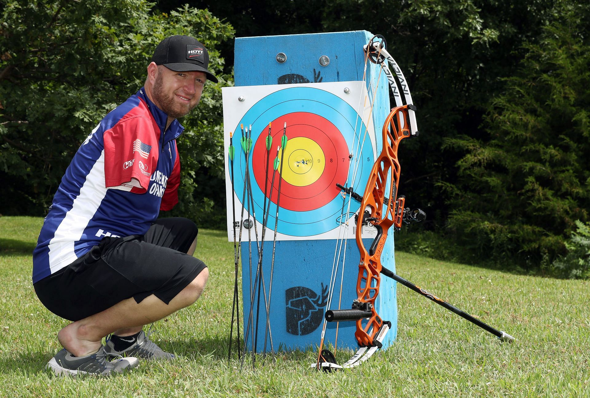 Matt Stutzman trains during a session on July 14, 2020 in Fairfield, Iowa. (Photo by Jamie Squire/Getty Images)