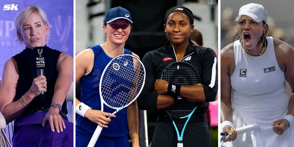 (Left to Right) Chris Evert, Iga Swiatek, Coco Gauff, Taylor Townsend (Source: Getty Images)