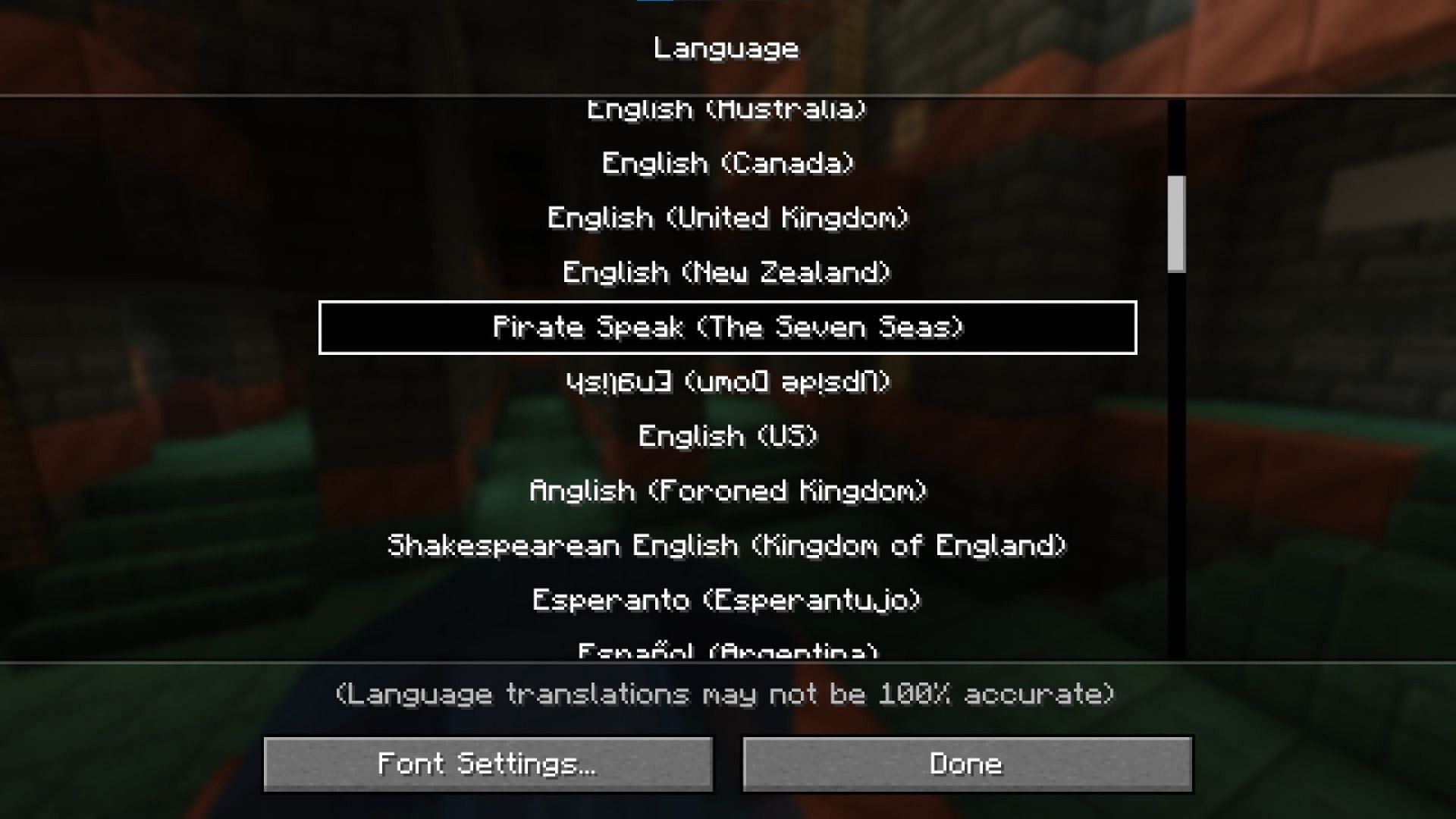 The option can be found in the list (Image via Mojang Studios)