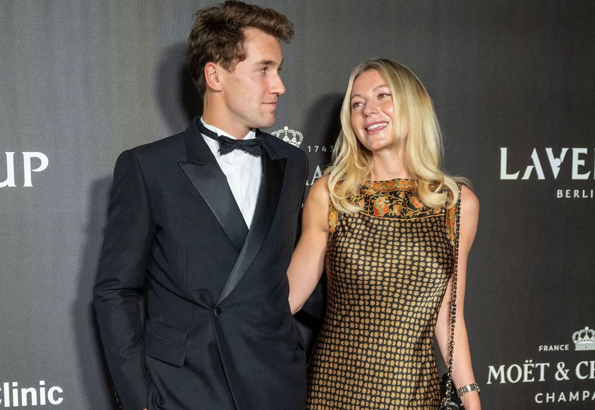 Casper Ruud and girlfriend Maria Galligani pictured at the 2024 Laver Cup Open Night - Image Source: Getty