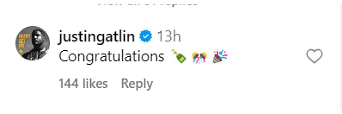 Justin Gatlin&#039;s comment for Mu