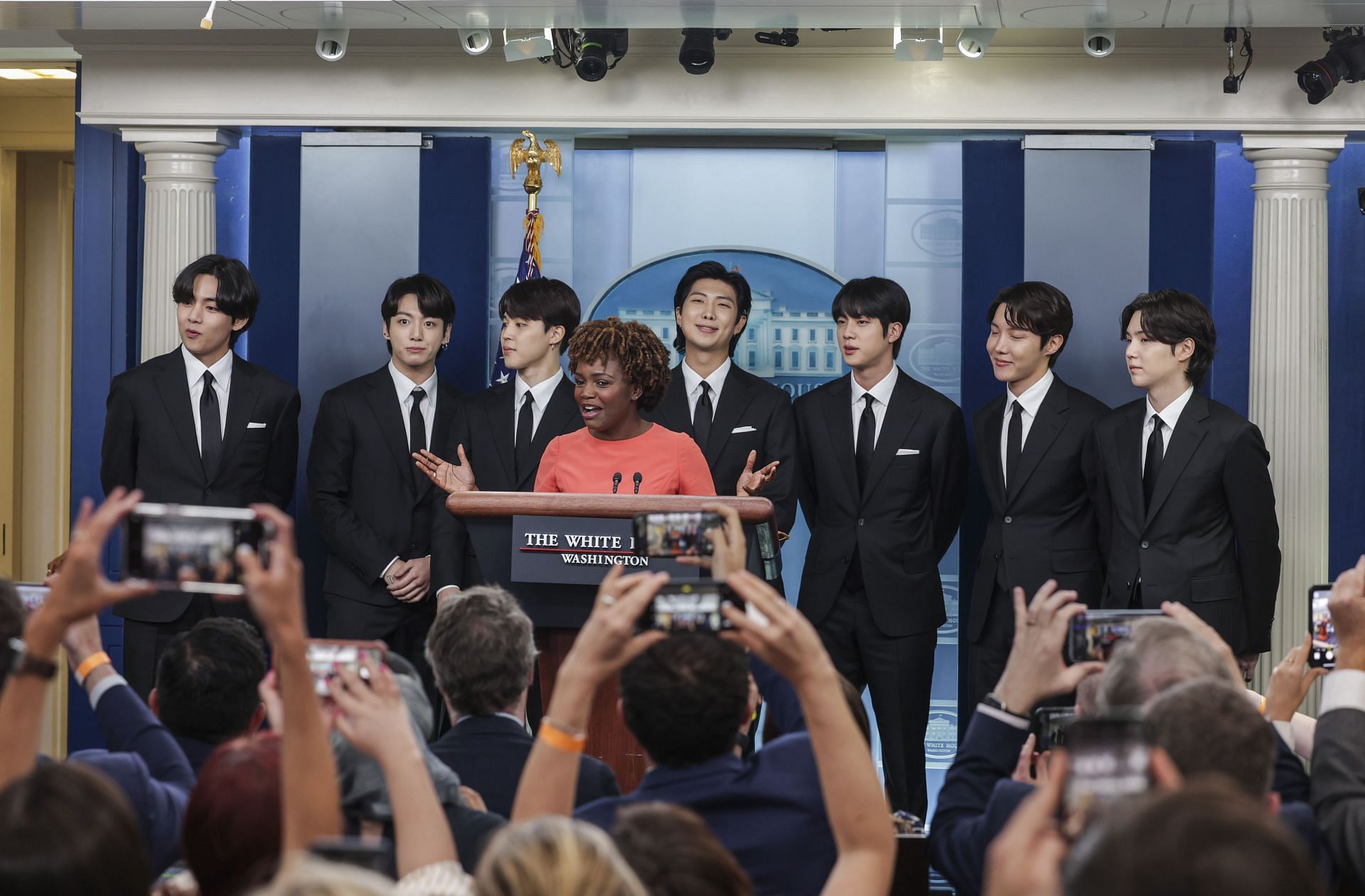 K-Pop Group BTS Joins White House Press Secretary Jean-Pierre At Daily Briefing - Source: Getty