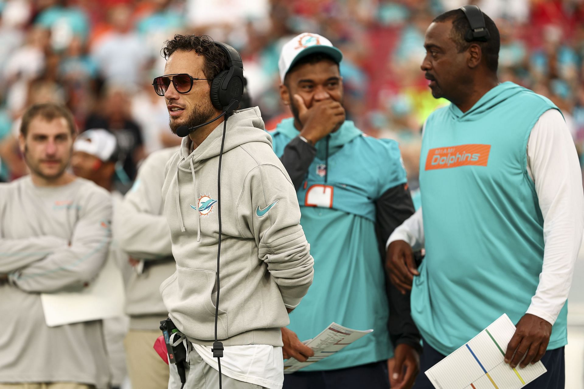 Mike McDaniel during Miami Dolphins v Tampa Bay Buccaneers - Source: Getty