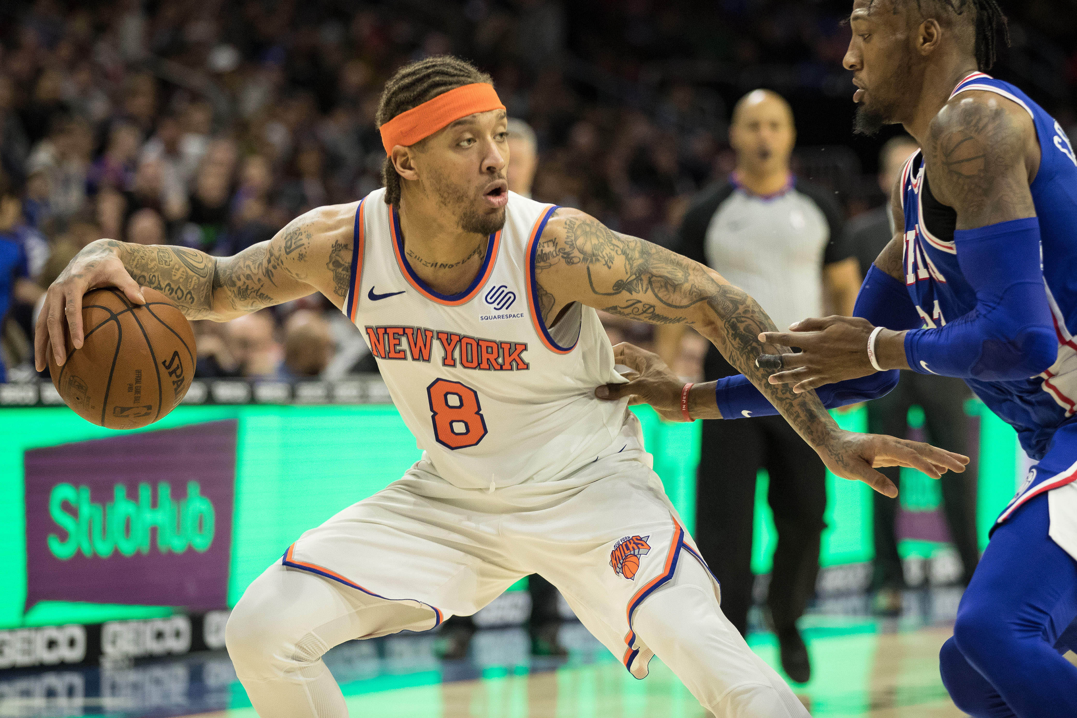 Former New York Knicks forward Michael Beasley vs. former Philadelphia 76ers forward Robert Covington - Source: Imagn