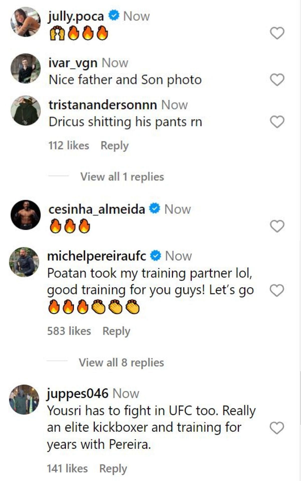 More comments on Sean Strickland&#039;s photo. [Image courtesy: @stricklandmma on Instagram]