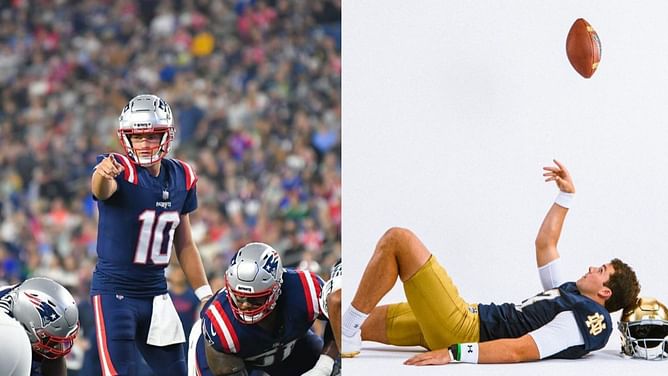 Patriots rookie Drake Maye hypes up Notre Dame star Riley Leonard over latest IG dump: "That guy"