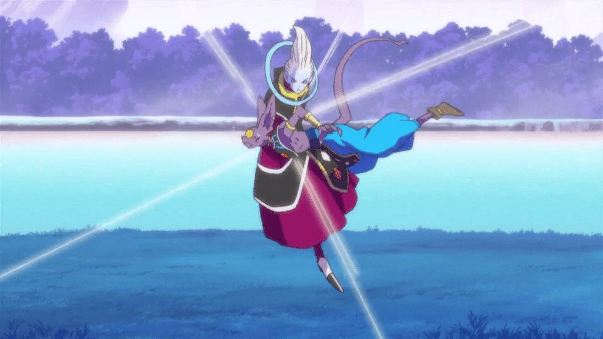 Whis training with Beerus in the anime. (Image via Toei Animation)