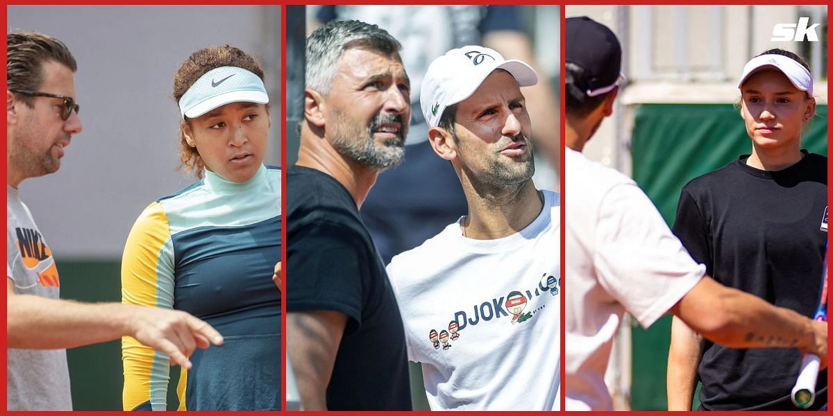 Naomi Osaka, Novak Djokovic and Elena Rybakina with the past coaches.