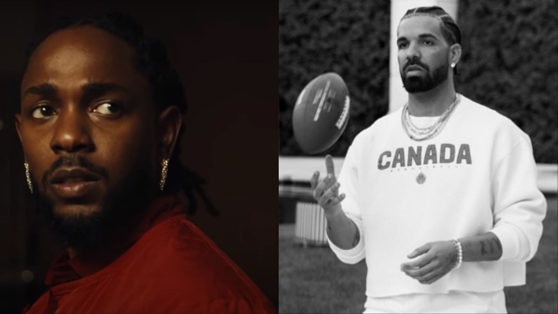 Netizens react as podcast host claims that Drake turned down performing at the NFL multiple times (Image via Kendrick Lamar/ YouTube and champagnepapi/Instagram)