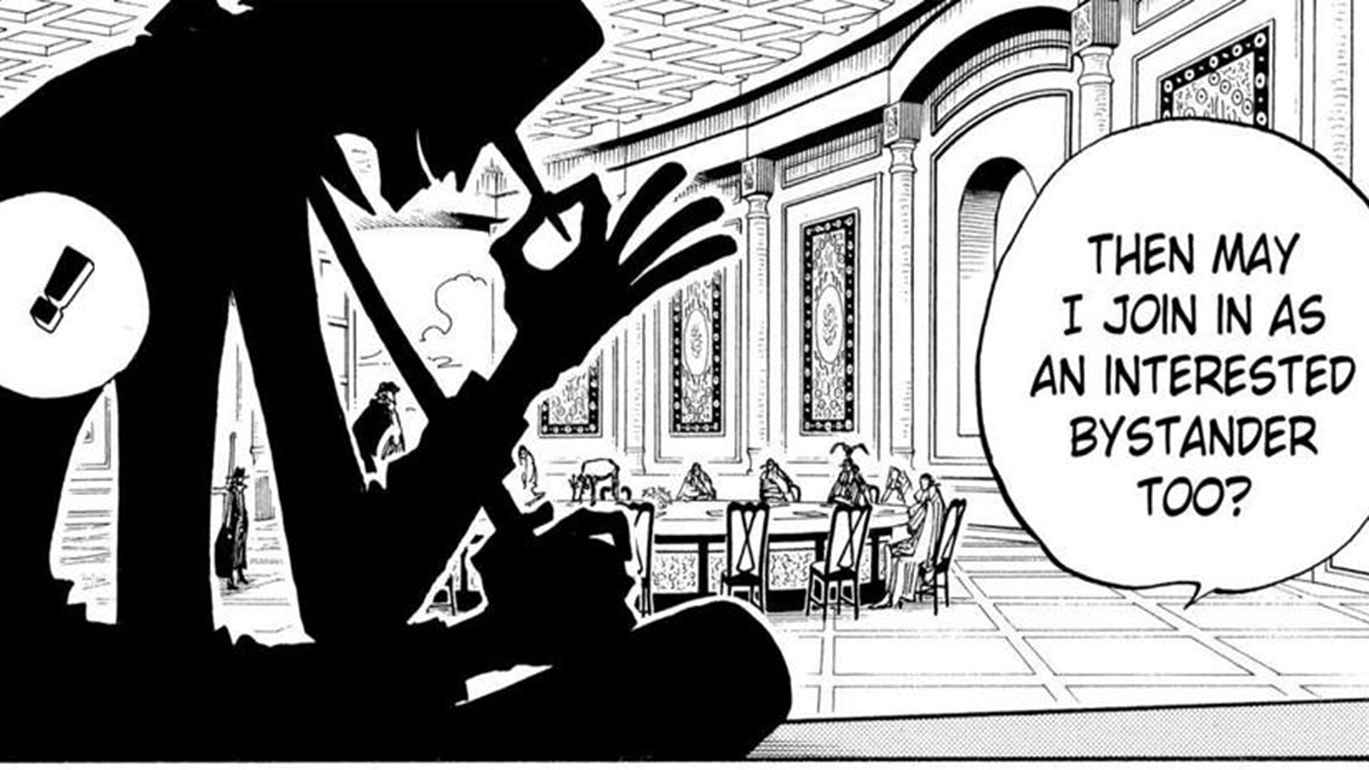 Laffitte infiltrating Mary Geoise&#039;s meeting (Image via Shueisha)