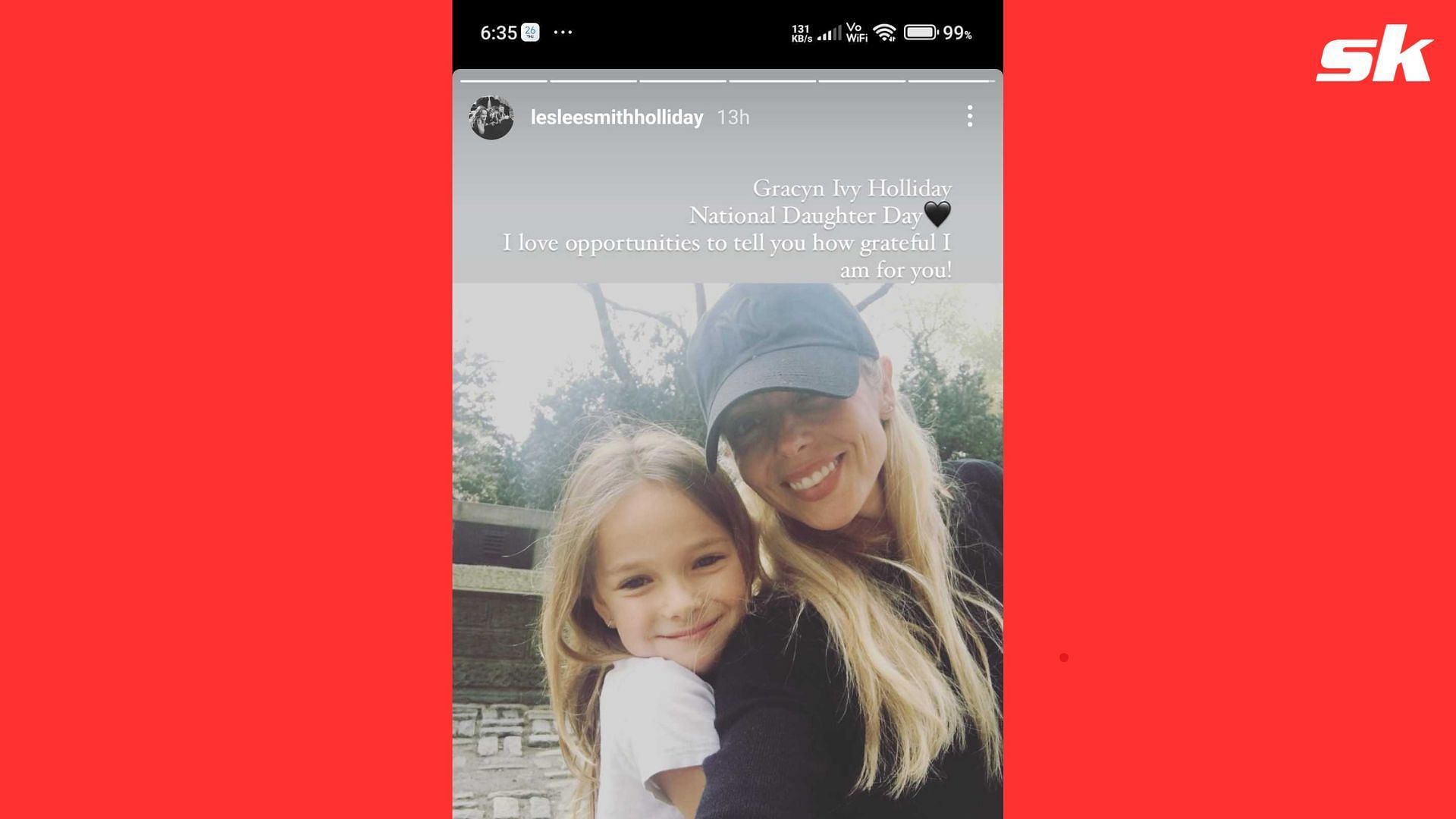 Leslee Holliday paying tribute to her daughter Gracyn on National Daughter Day Instagram/lesleesmithholliday