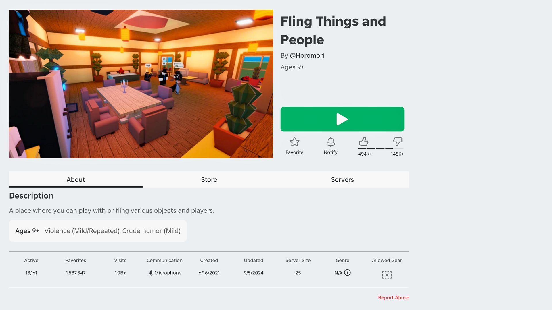 Game&#039;s homepage (Image via Roblox.com)