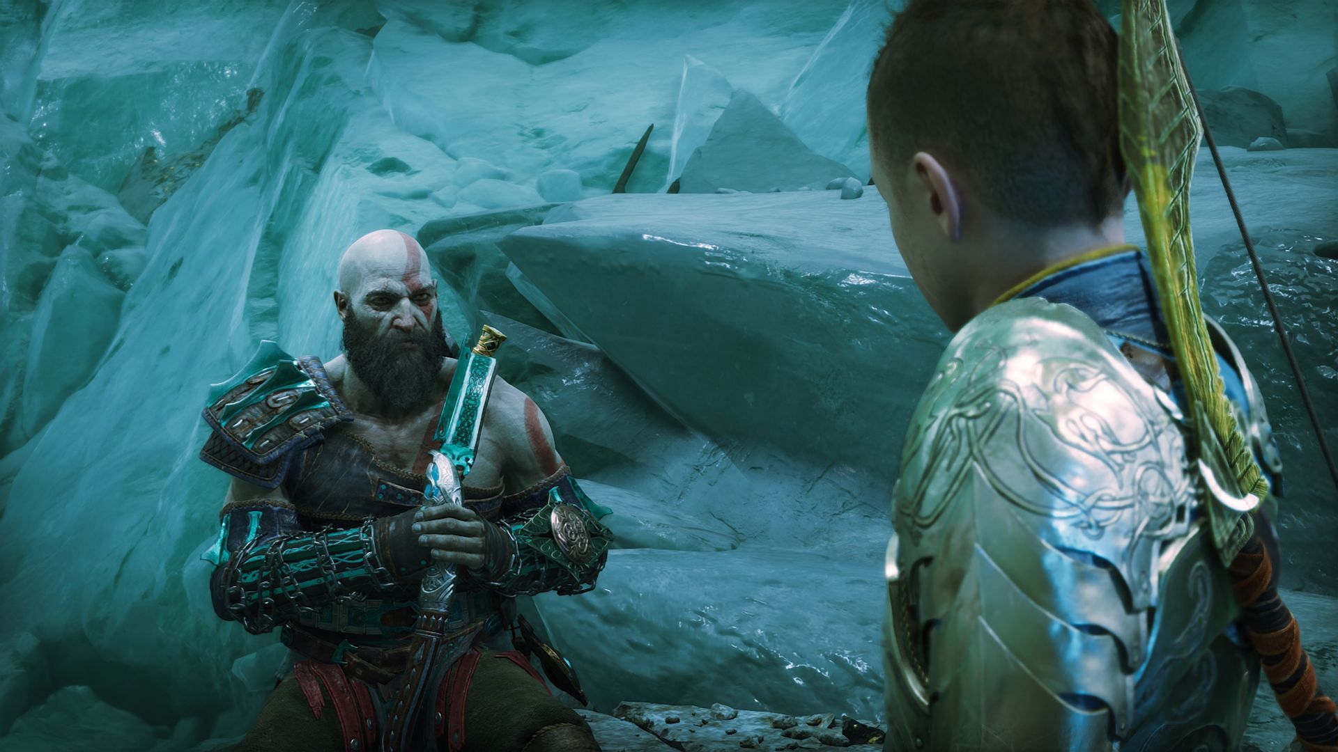 Kratos and Atreus have a heart-to-heart conversation and reunion (Image via Sony Interactive Entertainment)