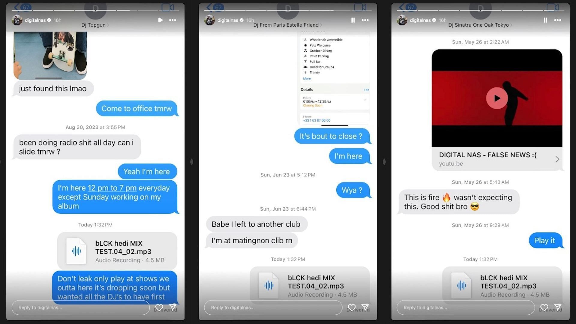 Multiple screenshots taken from Story Posts uploaded to Digital Nas&#039; Instagram on September 25, 2024 (Image via Instagram/@digitalnas)