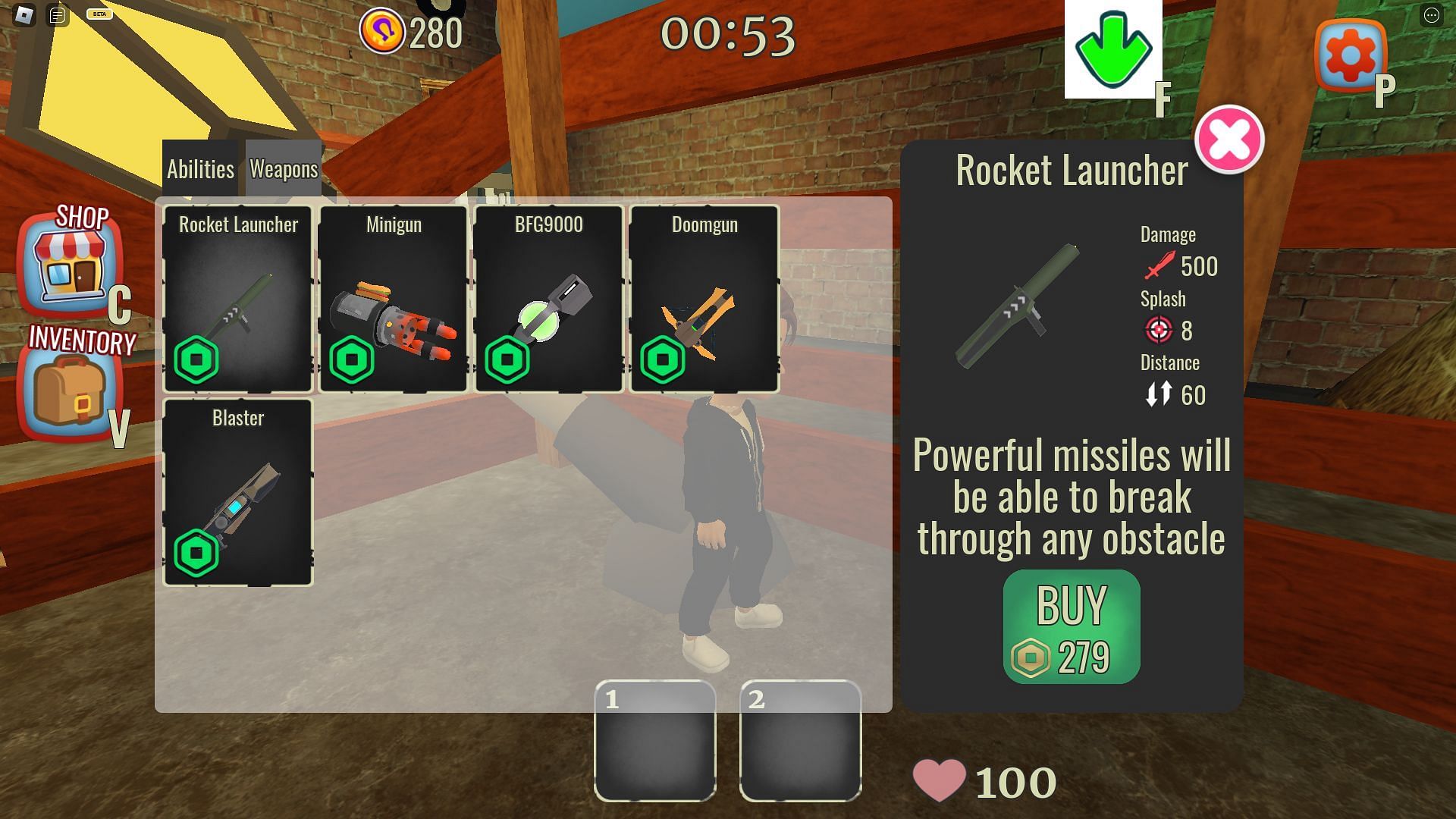 Screenshot of the Rocket Launcher (Image via Roblox)