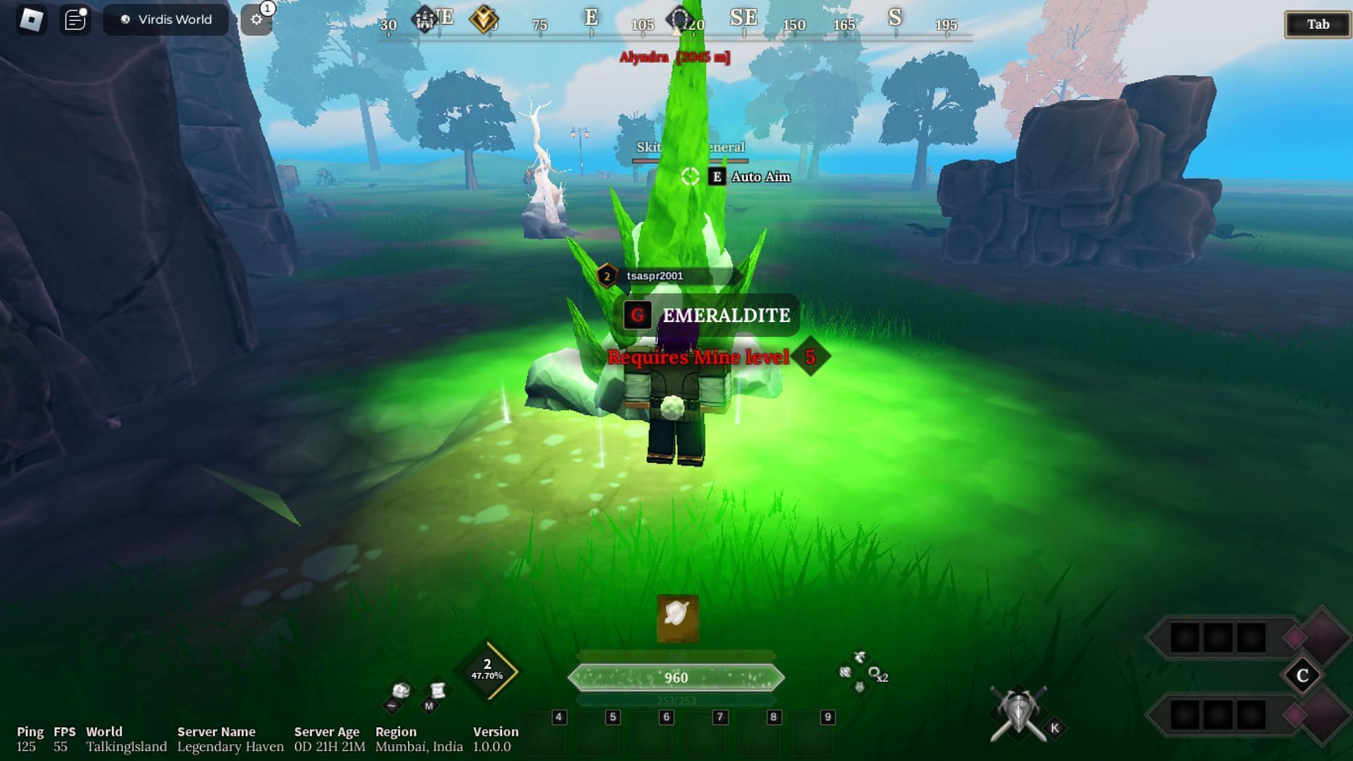 Emeraldite near the Skitterers Nested Village (Image via Roblox)