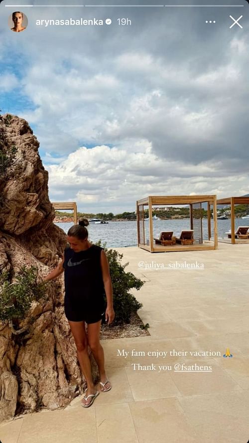 Aryna Sabalenka's mother Juliya enjoying her Greek vacation; Instagram - @arynasabalenka