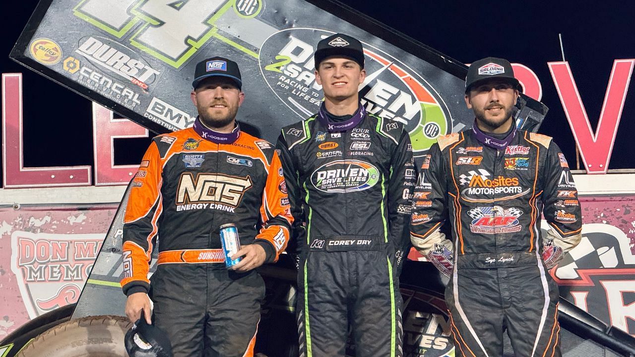 NASCAR Sprint car driver Corey Day wins at Lernerville Speedway (Source: X/@HighLimitRacing)