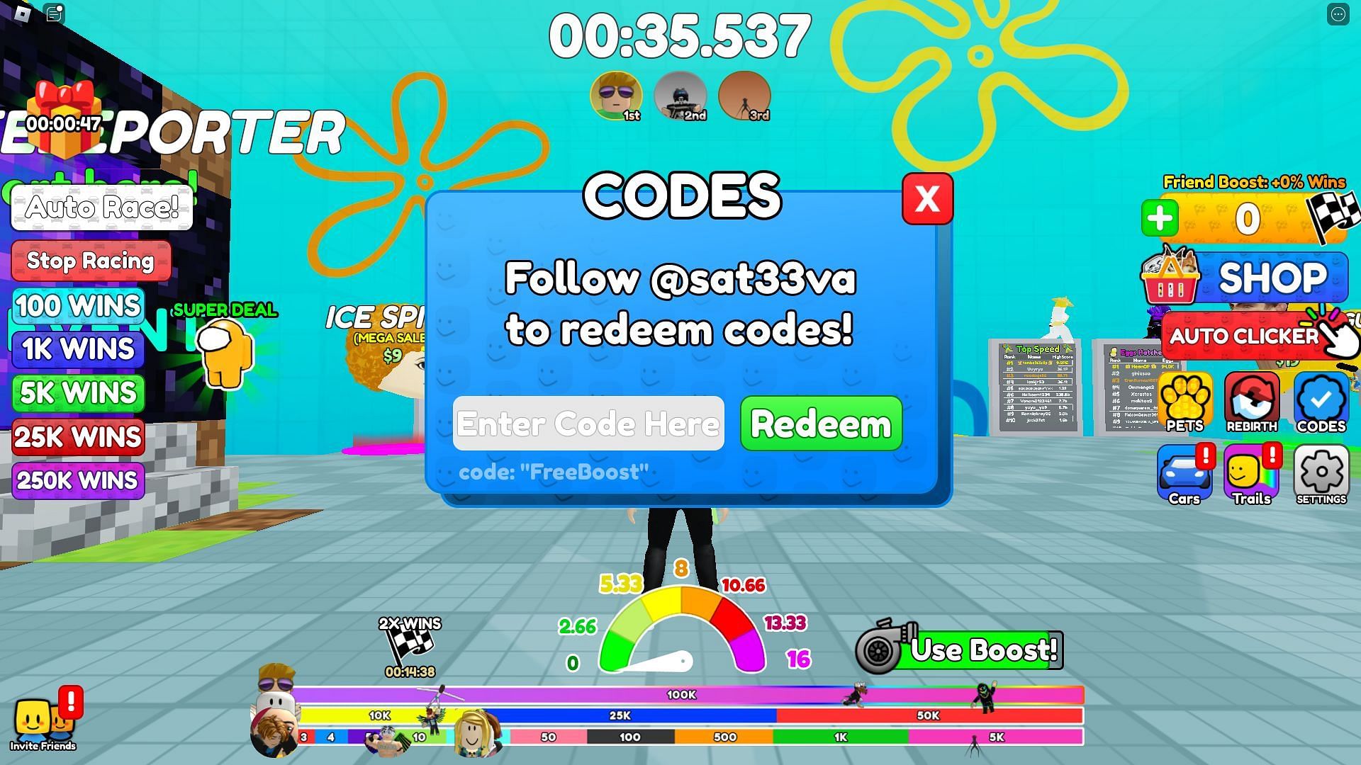 Redeem codes for Meme Race (Image via Roblox)