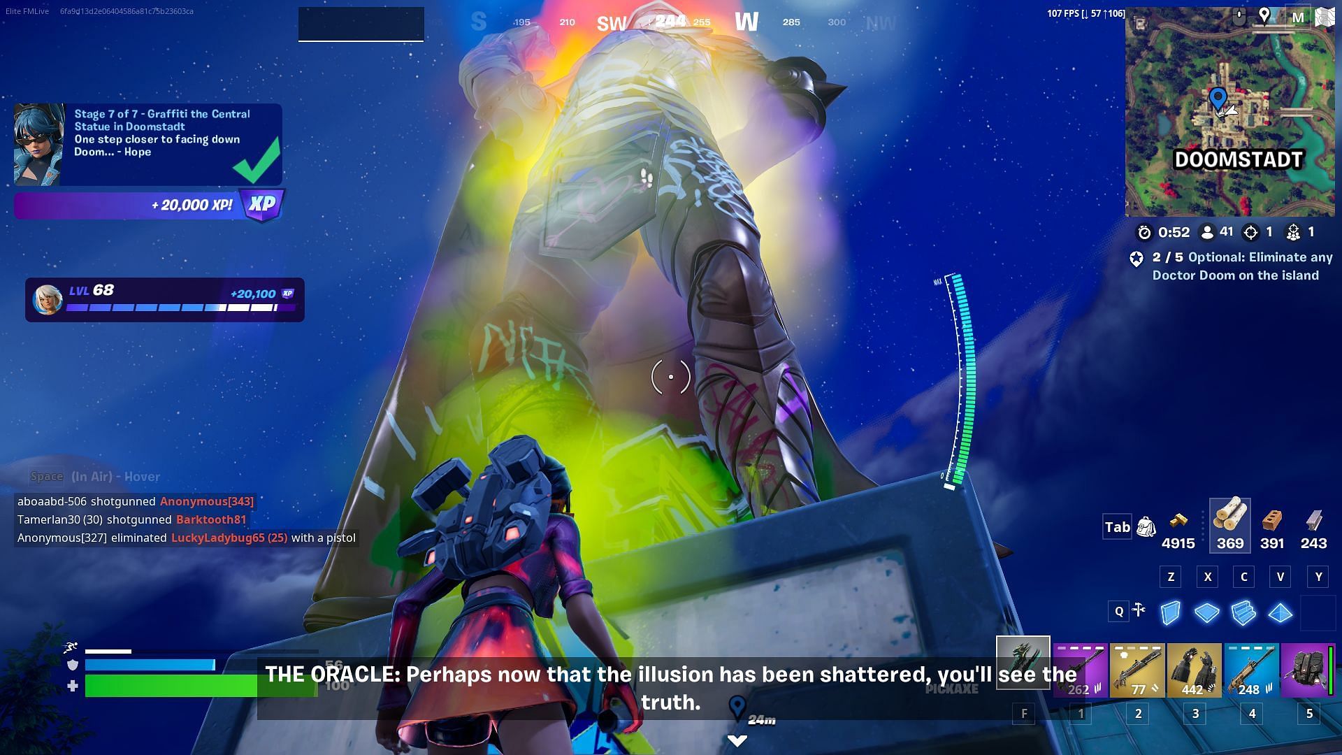 Spray the central graffiti to complete all the Illusionist Story Quests in Fortnite Chapter 5 Season 4 (Image via Epic Games)