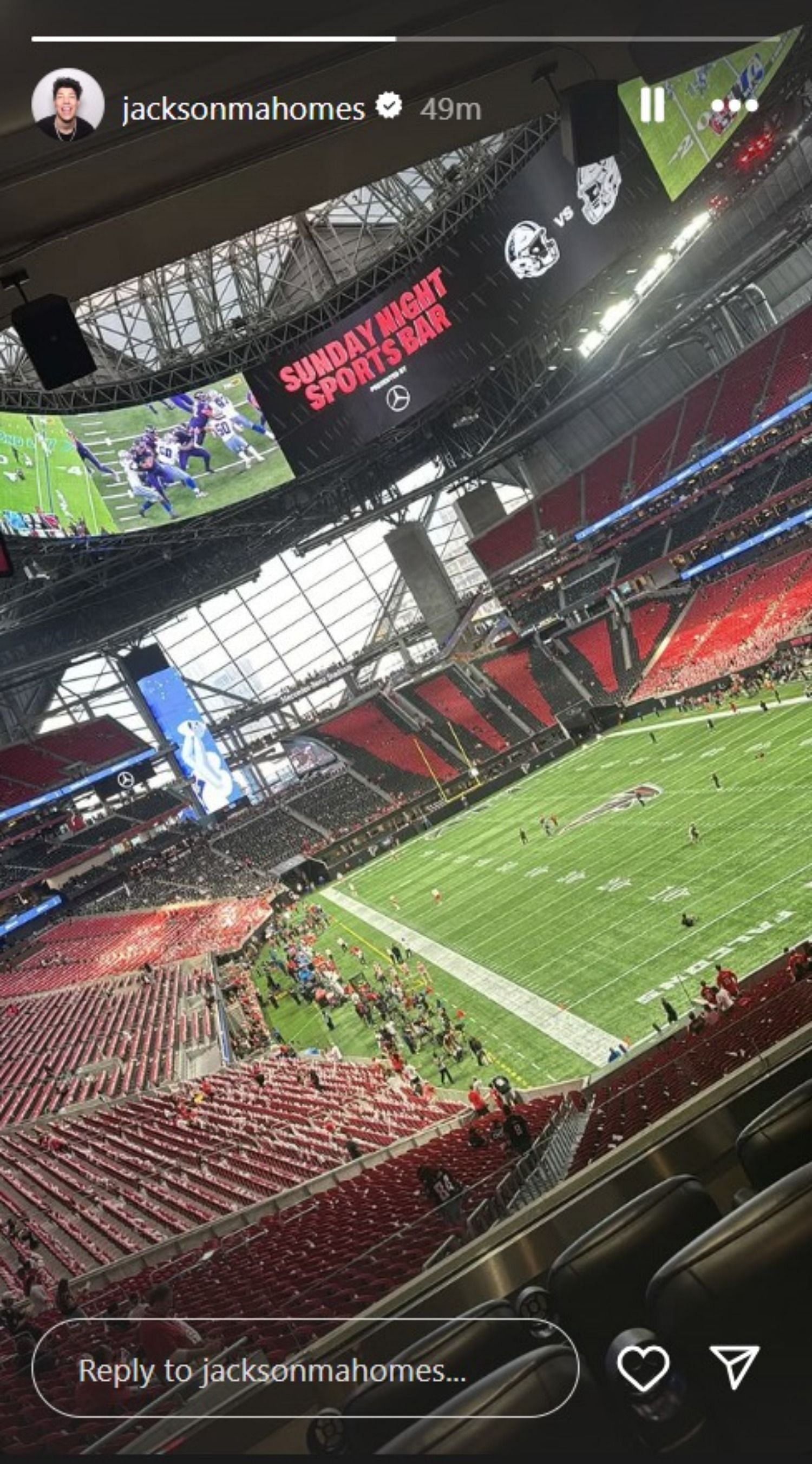 Jackson Mahomes&#039; view of one of Mercedes-Benz Stadium&#039;s ends