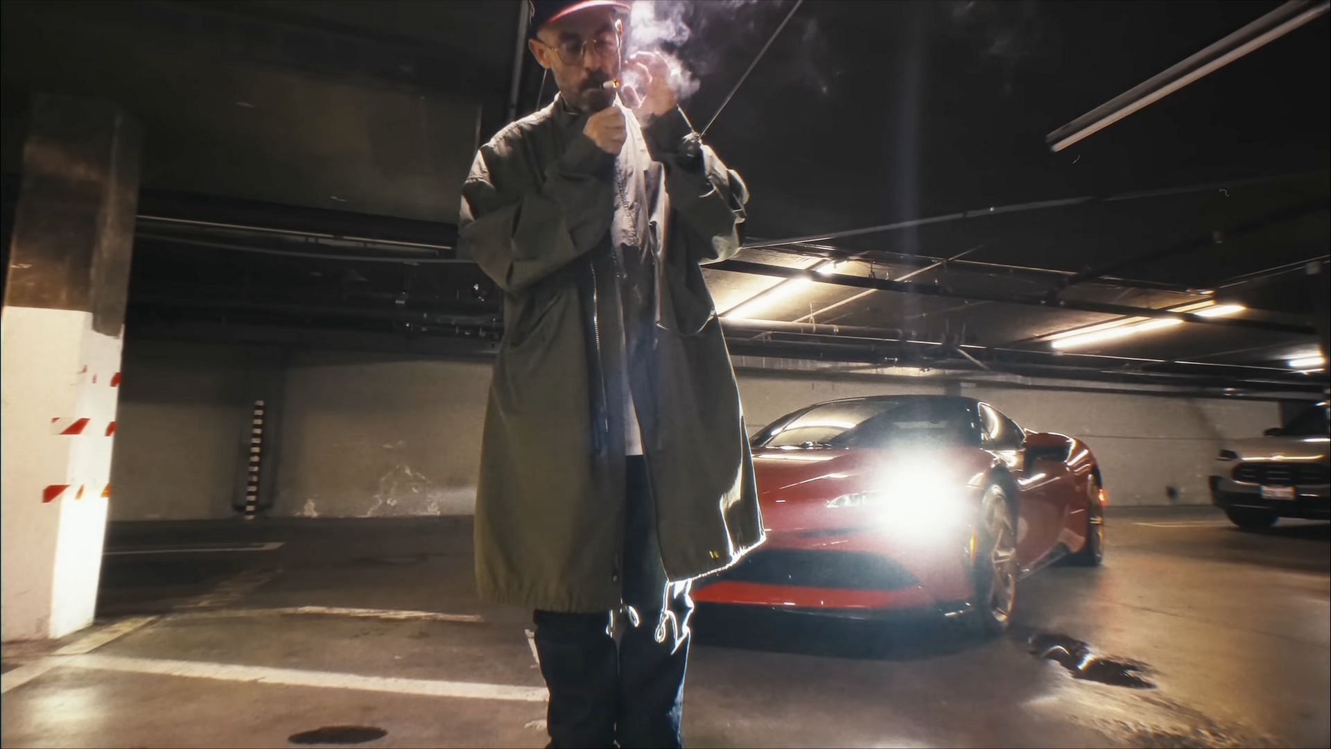 The Alchemist in the music video for &#039;Ferraris In The Rain&#039; (Image via YouTube/@alanthechemist)