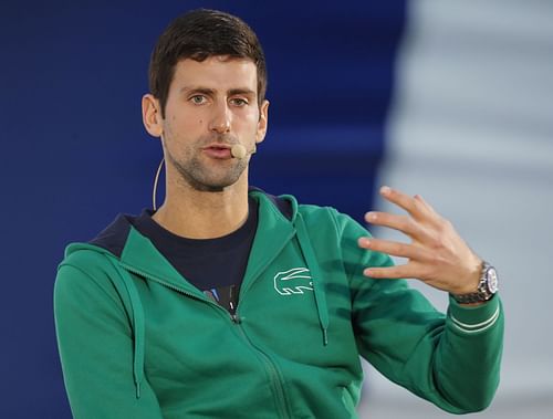 Novak Djokovic pictured at a press Conference | Image Source: Getty