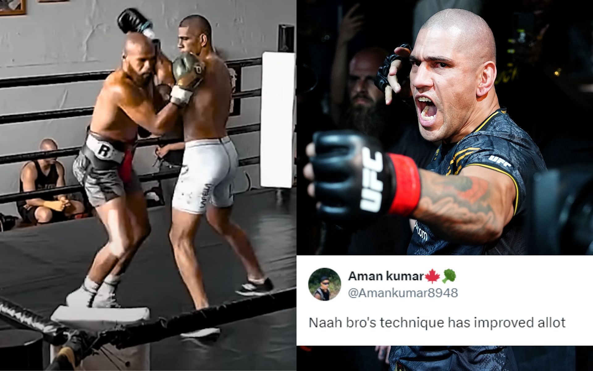 Igor Adiel Macedo and Alex Pereira sparred with each other (left); Pereira (right) recently revisited the old session [Images courtesy: Alex Poatan Pereira on YouTube, Getty Images]