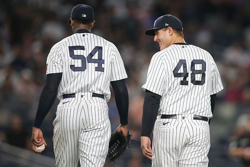 New York Yankees - Aroldis Chapman and Anthony Rizzo (Photo via IMAGN)