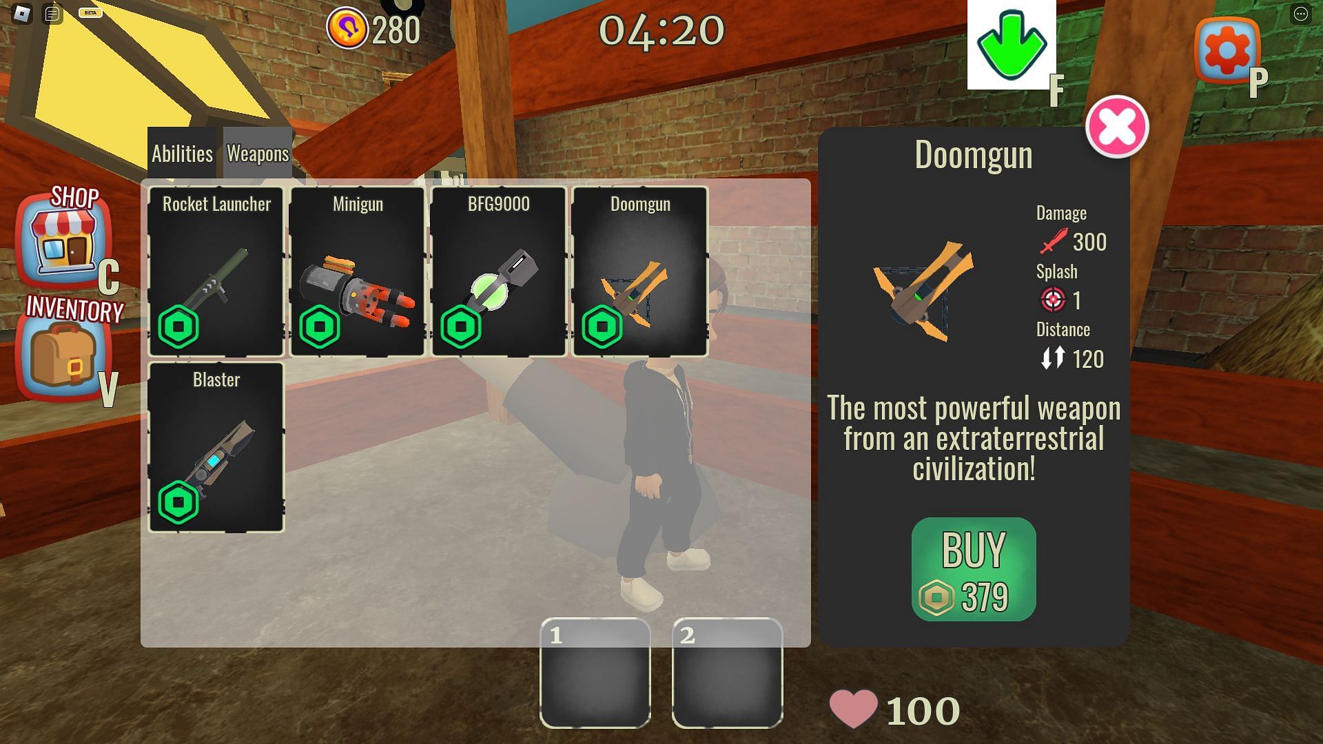 Screenshot of the Doomgun (Image via Roblox)