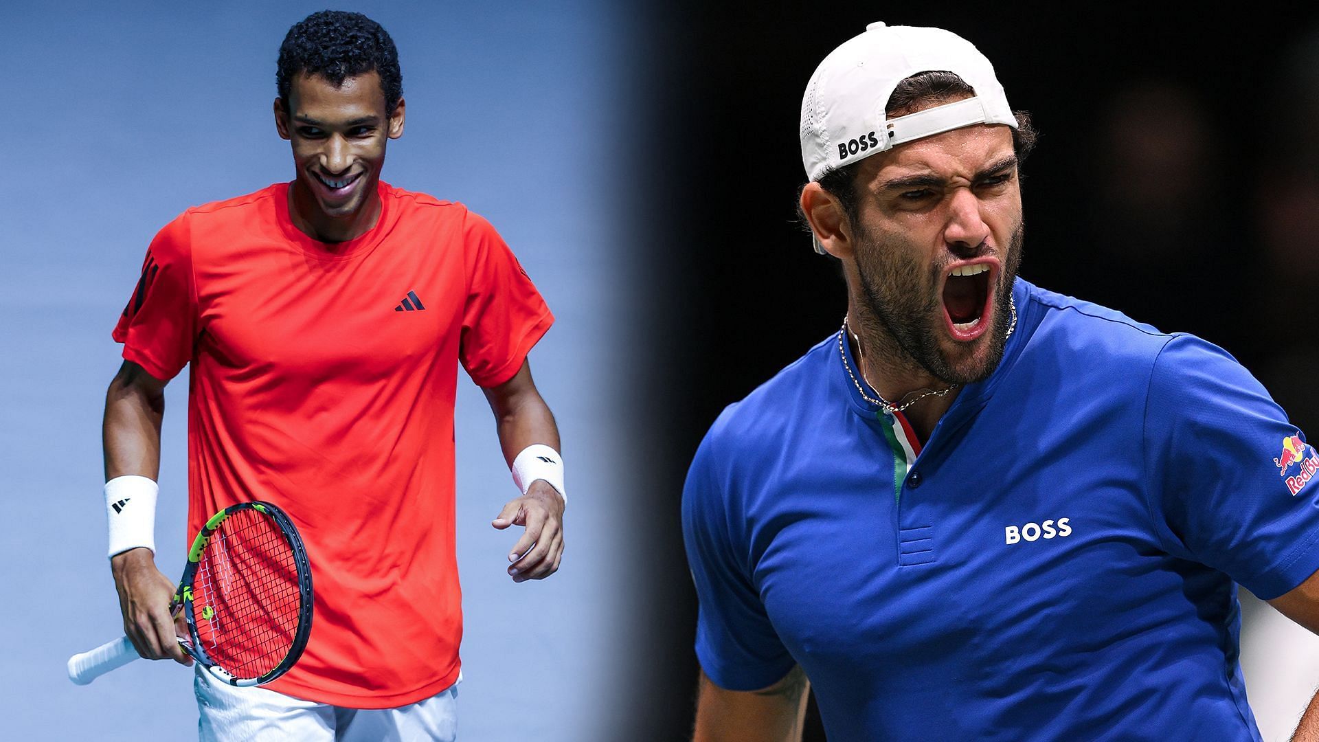 Felix Auger-Aliassime (L) and Matteo Berrettini(R) help Canada and Italy qualify for the Davis Cup knockouts (Source: Getty Images)