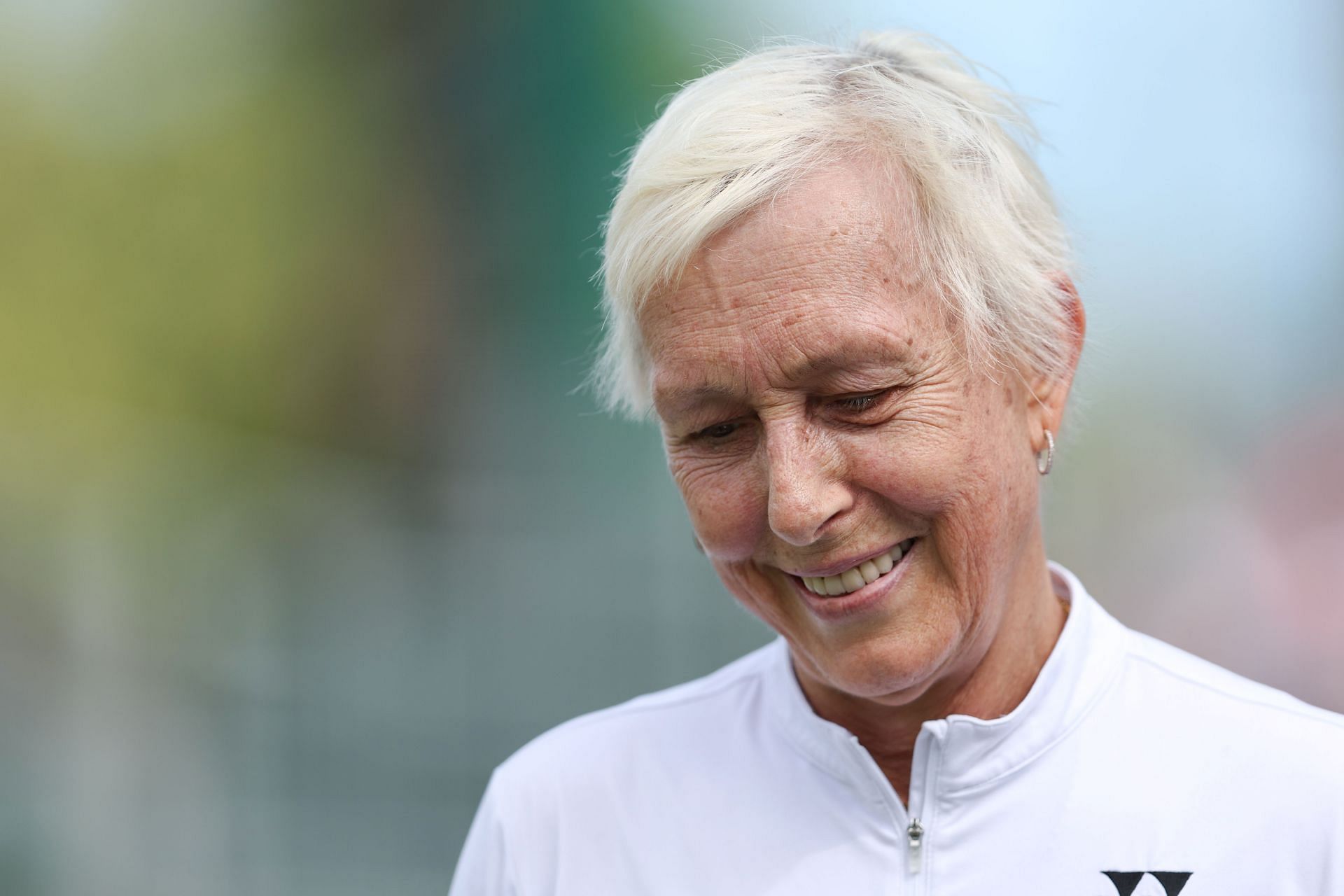 : Martina Navratilova during her Mixed Invitational Doubles match at Wimbledon 2024 - Source: Getty