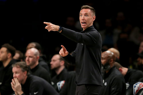 Steve Nash coaches against the Dallas Mavericks at Barclays Center. Photo Credit: Imagn