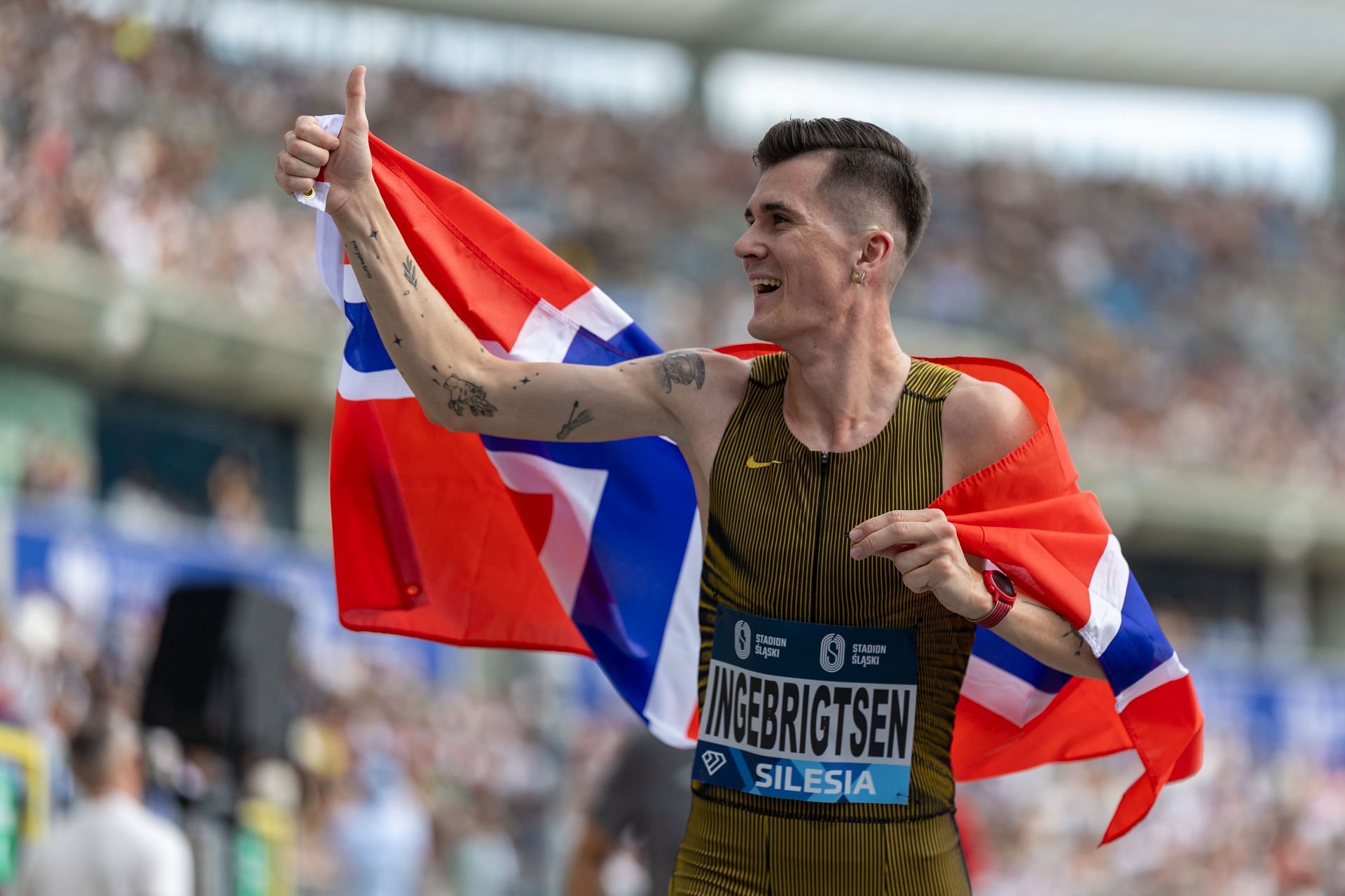 Jakob Ingebrigtsen at the 2024 Silesia Diamond League meet (Image via: Getty Images)