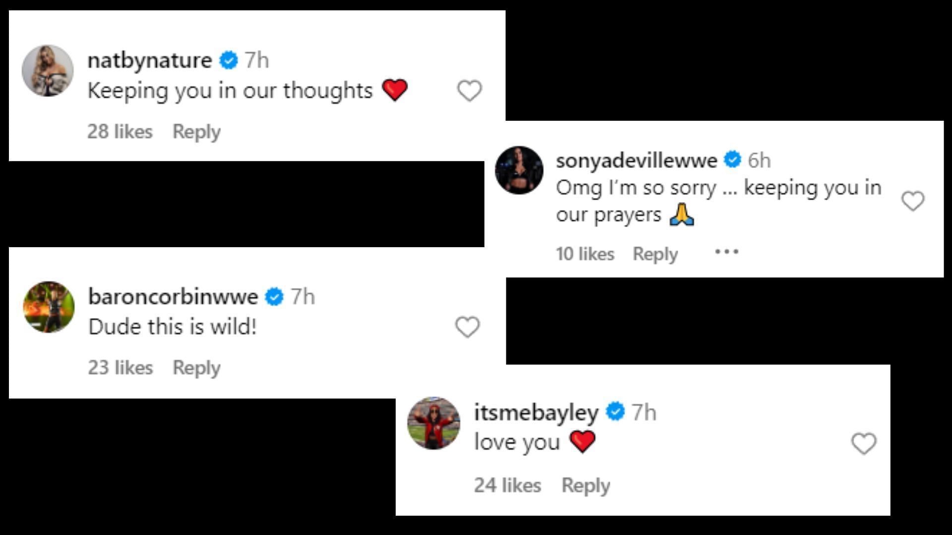 Wrestlers react to Cash Wheeler&#039;s Instagram post (Images via Wheeler&#039;s Instagram)