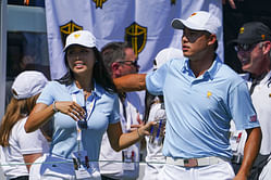 Collin Morikawa’s wife Katherine reminds him of his Canadian connection ahead of the Presidents Cup