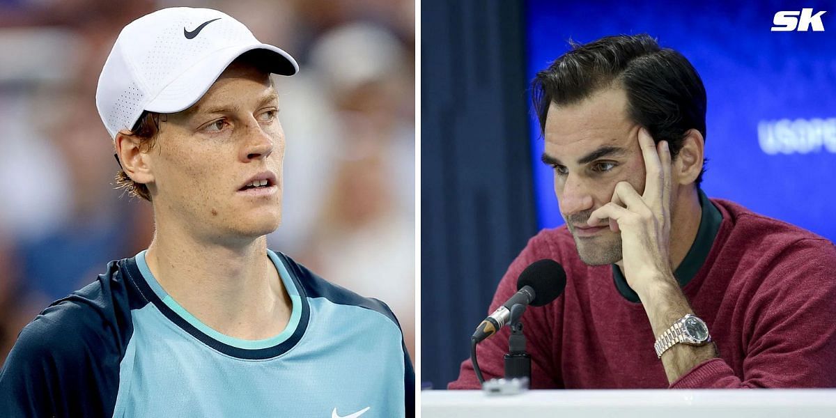 Jannik Sinner (L) and Roger Federer (R); (Source - Getty Images)