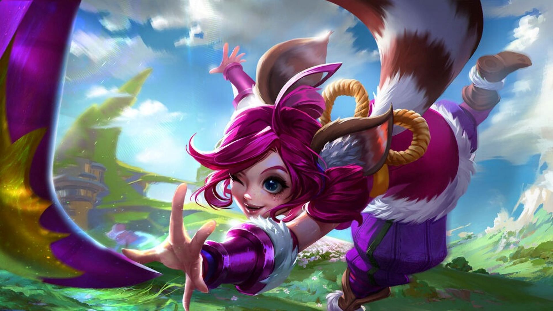 Her Dragon Cat Summon skill launches a projectile that immobilizes the enemies and stuns them in the middle of fights. (Image via Moonton)