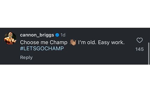 Shannon Briggs' Instagram comment