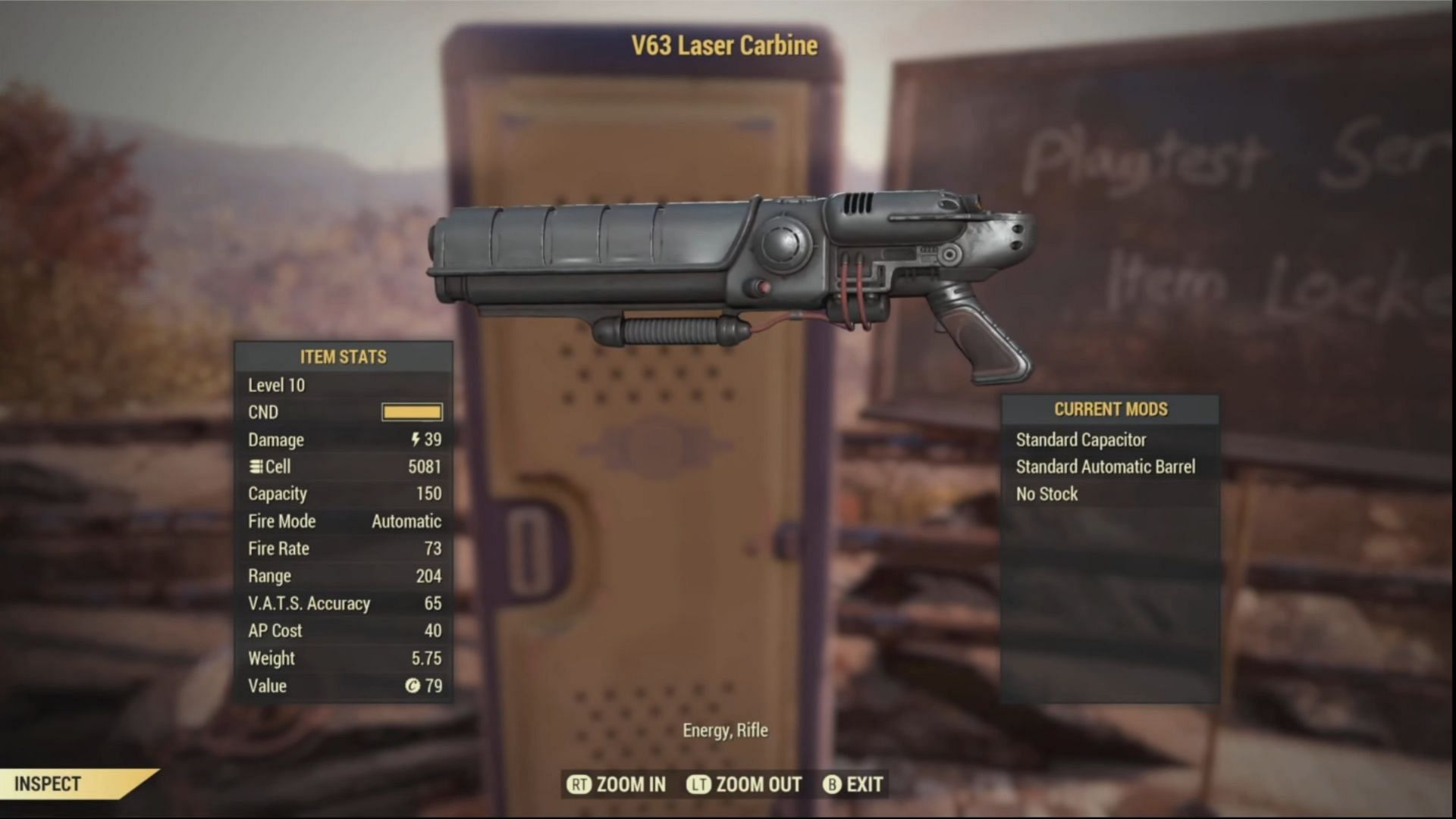 The V63 Laser carbine is one of the amazing new legendaries added in Milepost Zero (Image via Bethesda Softworks)