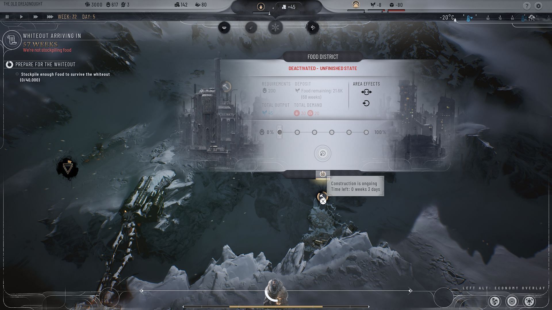 You cannot cancel construction in Frostpunk 2 once it has begun (Image via 11 Bit Studios)